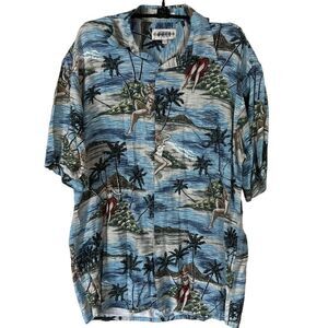 Vintage Campia Moda Pin-Up Girl Floral Hawaiian Shirt